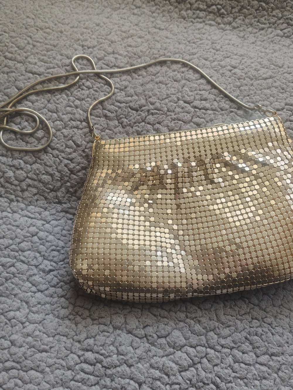 Vintage Pacific Connections Gold Metal Sequin Shoulder Bag